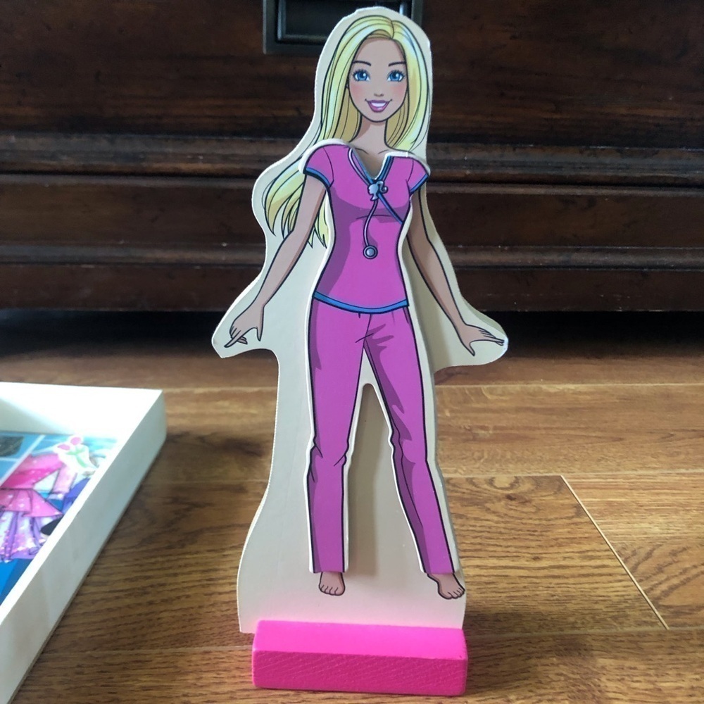 Barbie wood paper doll set